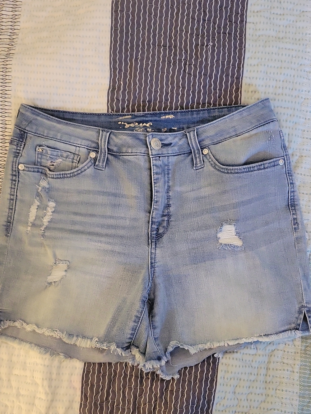 Seven7 Light Blue Distressed Denim Shorts